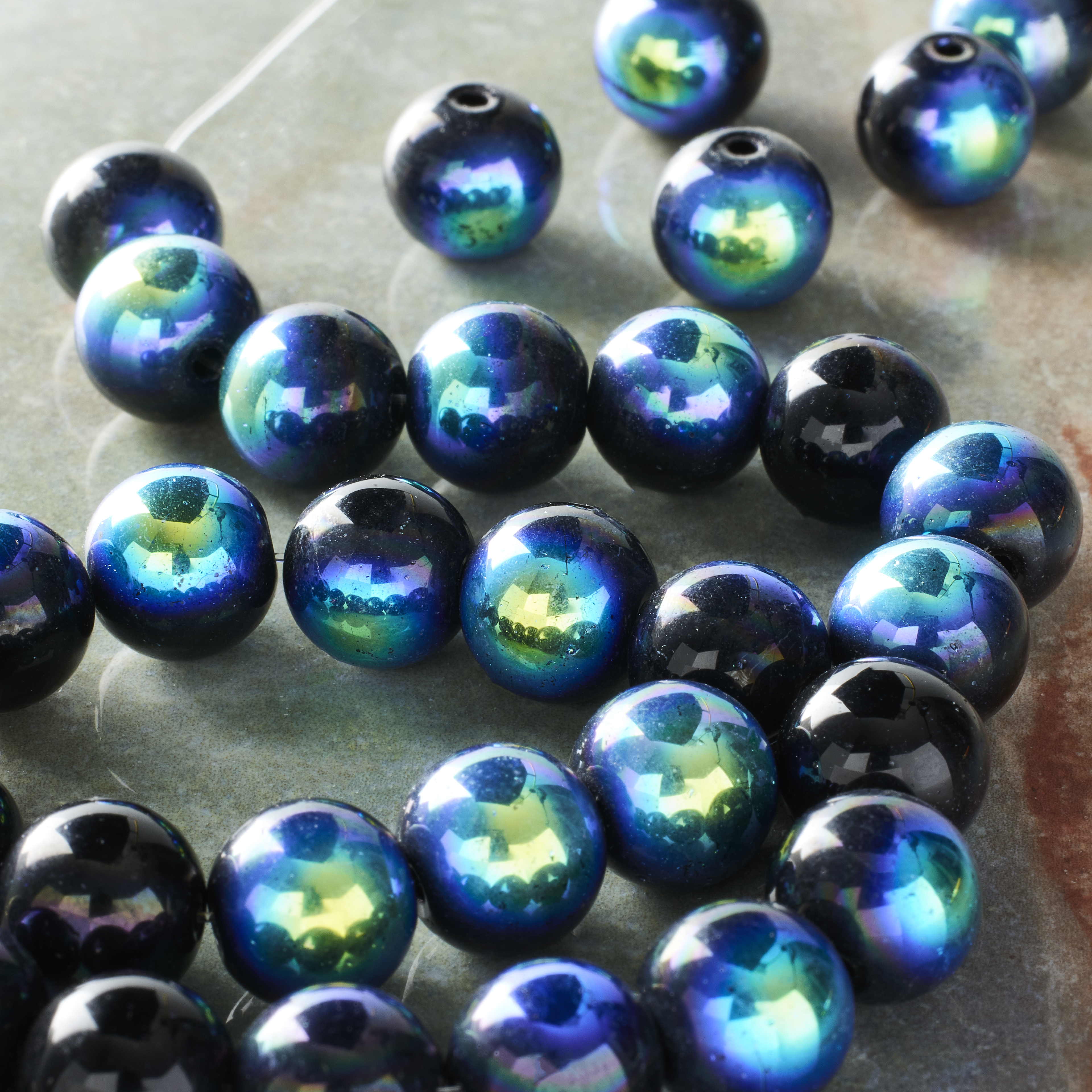 NBEADS - 10 Fili Di Perline Di Vetro AB (Aurora Boreale) - Biconiche Sfaccettate 4mm - Colori Assortiti